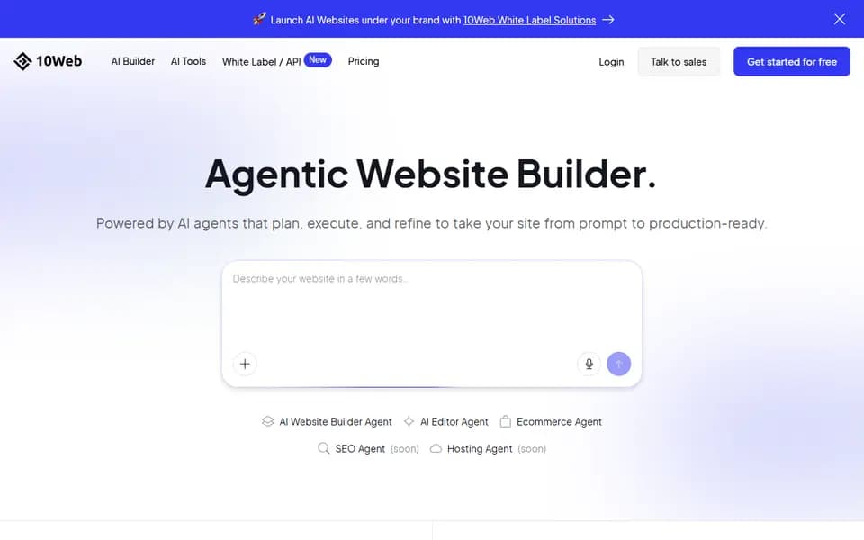 10Web homepage