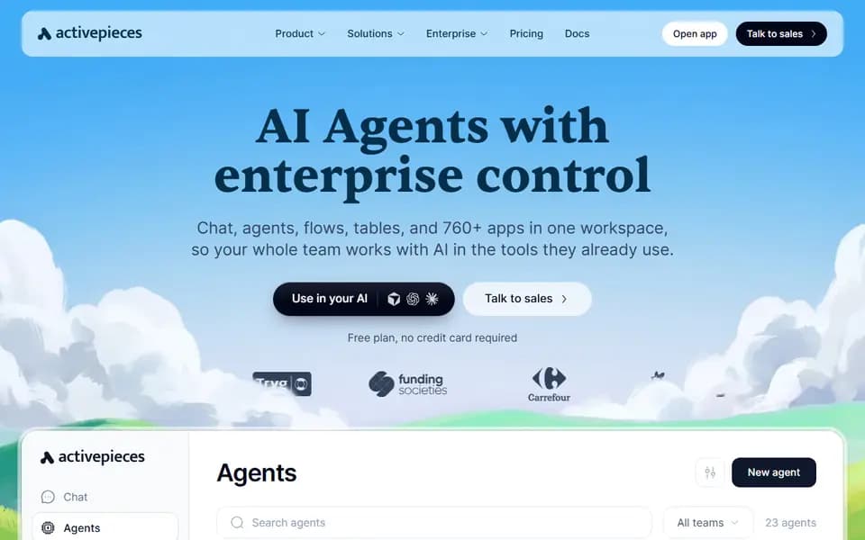 Activepieces homepage