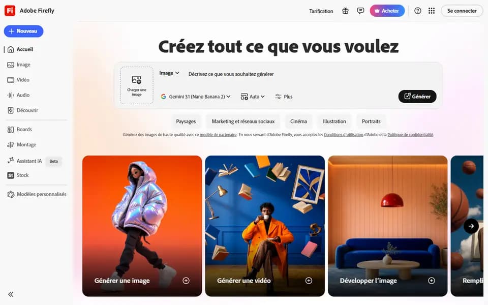Adobe Firefly homepage