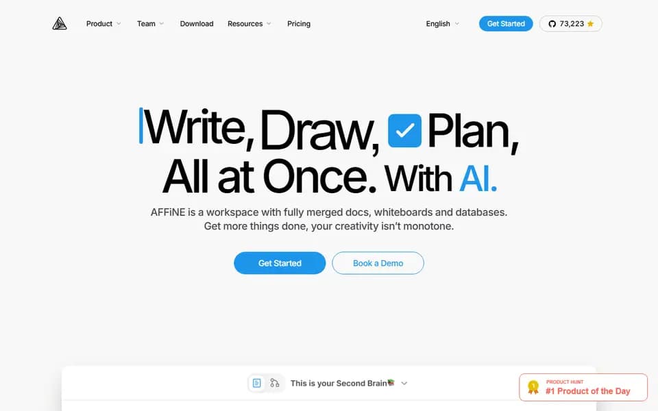 AFFiNE homepage