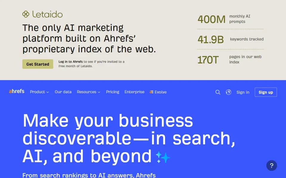 Ahrefs homepage