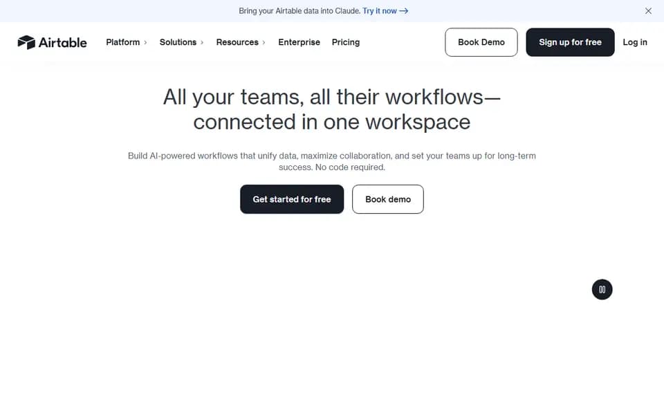 Airtable homepage