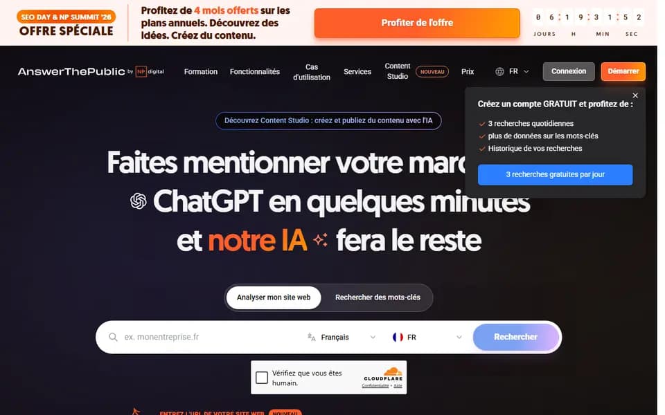 AnswerThePublic homepage