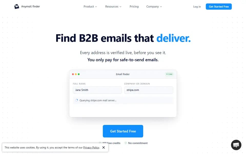 Anymail Finder homepage