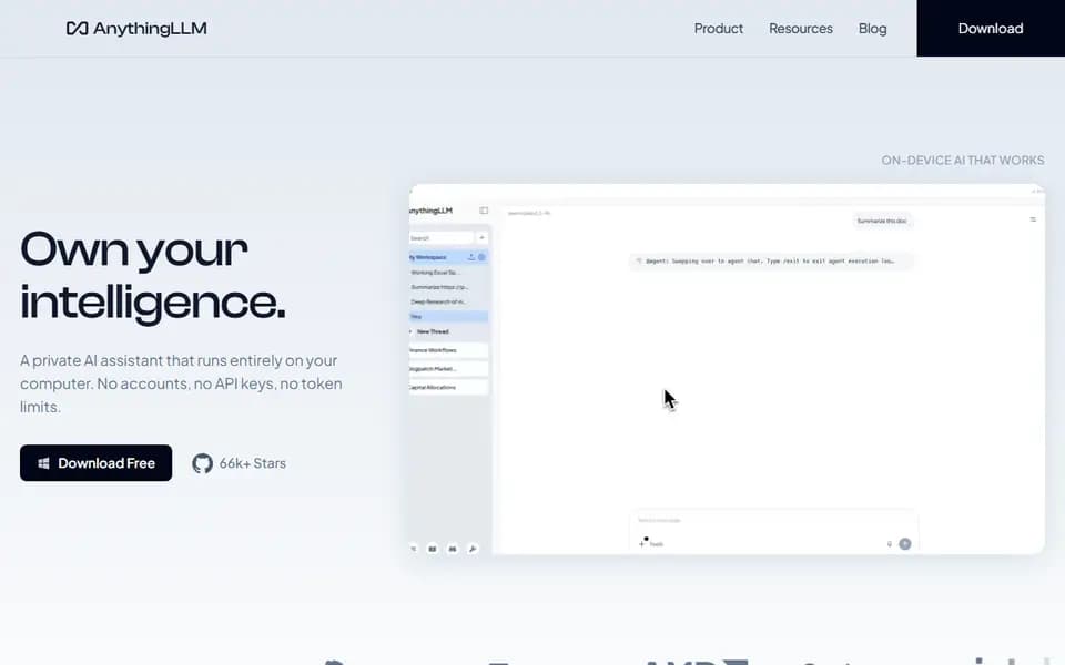 AnythingLLM homepage