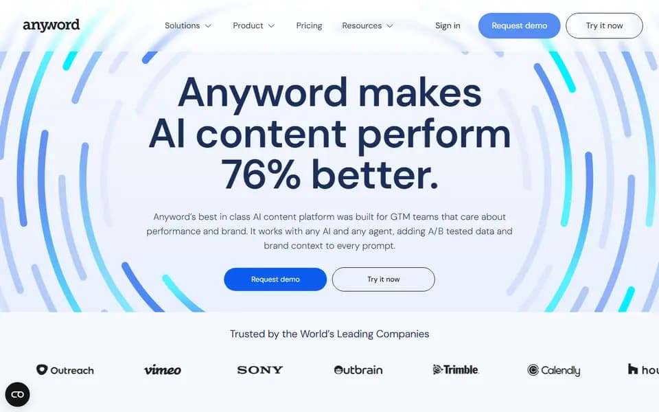 Anyword homepage