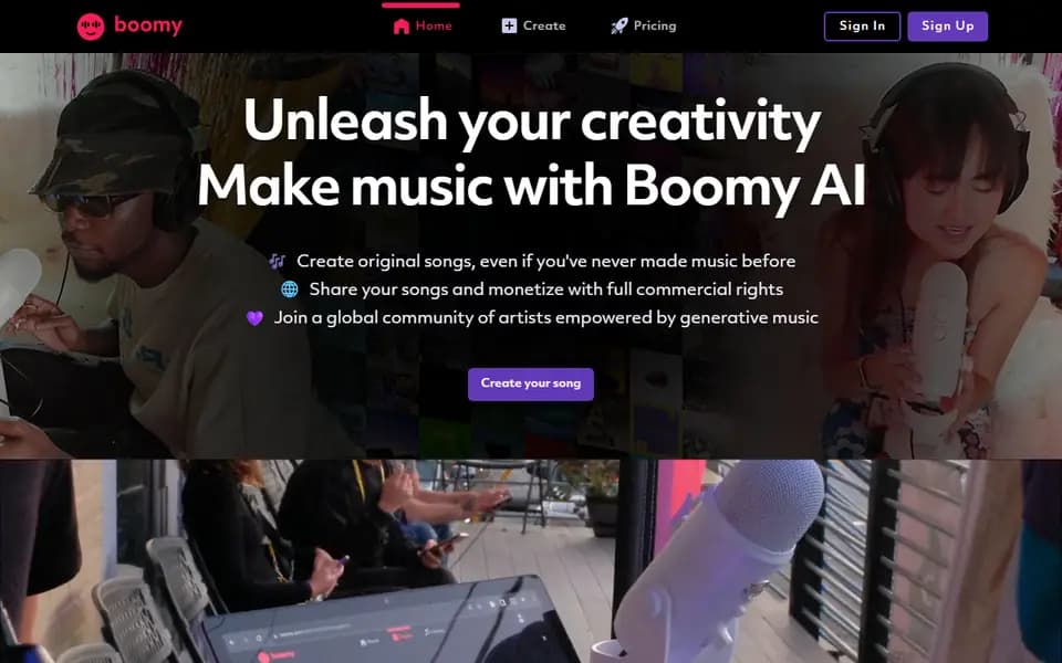 Boomy homepage