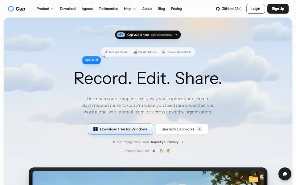 Cap homepage