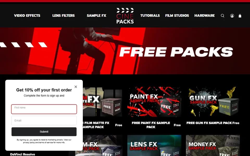 Page d'accueil de CinePacks