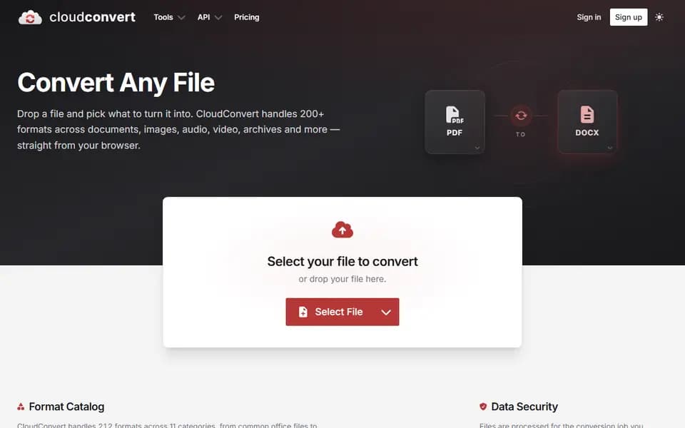 CloudConvert homepage