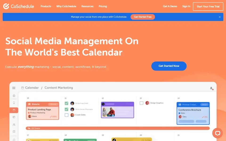 Page d'accueil de CoSchedule