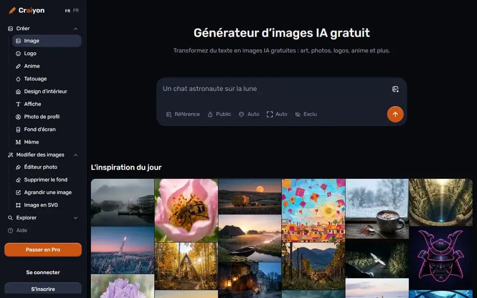 Page d'accueil de Craiyon