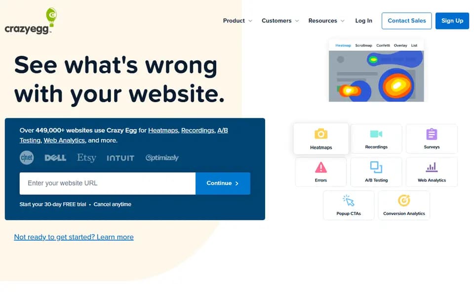 Crazy Egg homepage
