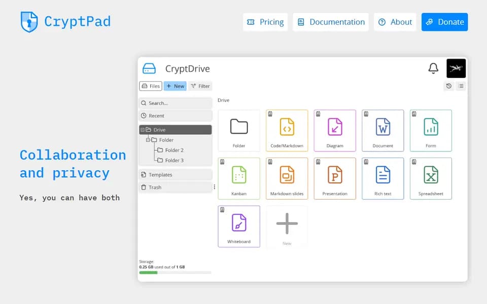 CryptPad homepage