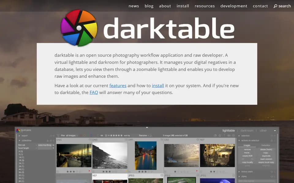 darktable homepage
