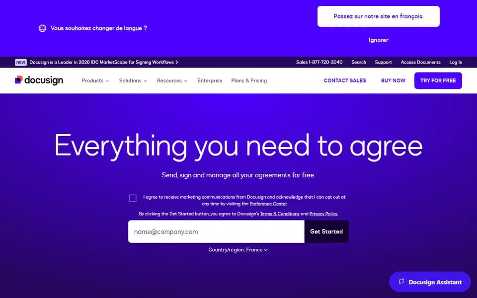 DocuSign homepage