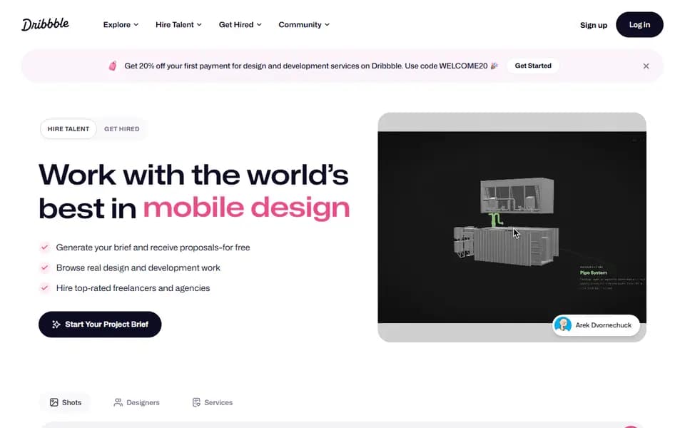 Dribbble homepage