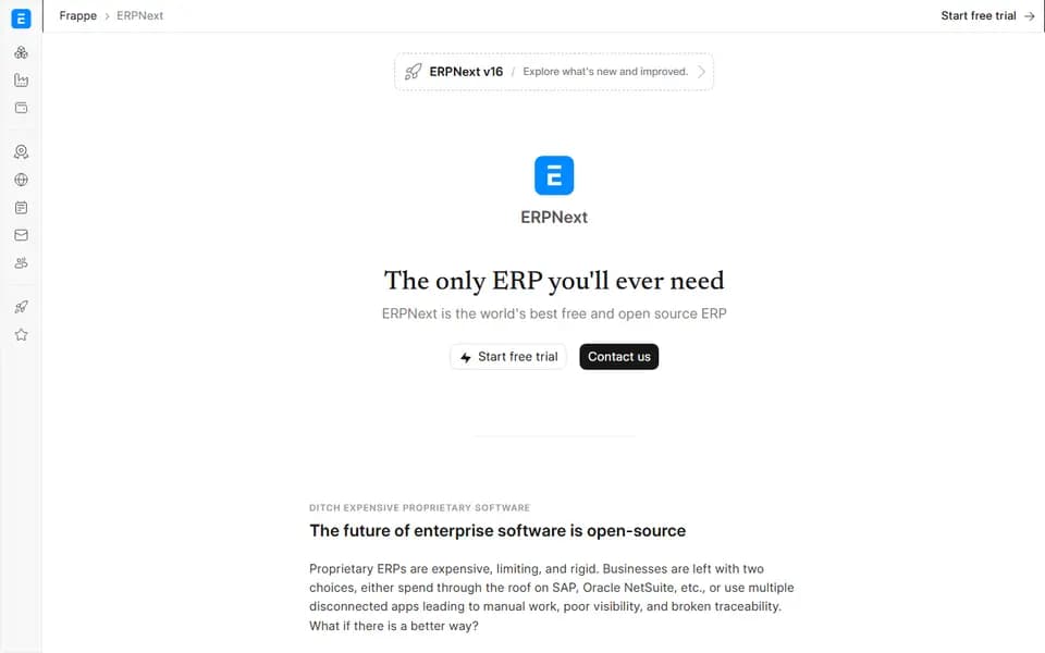 ERPNext homepage