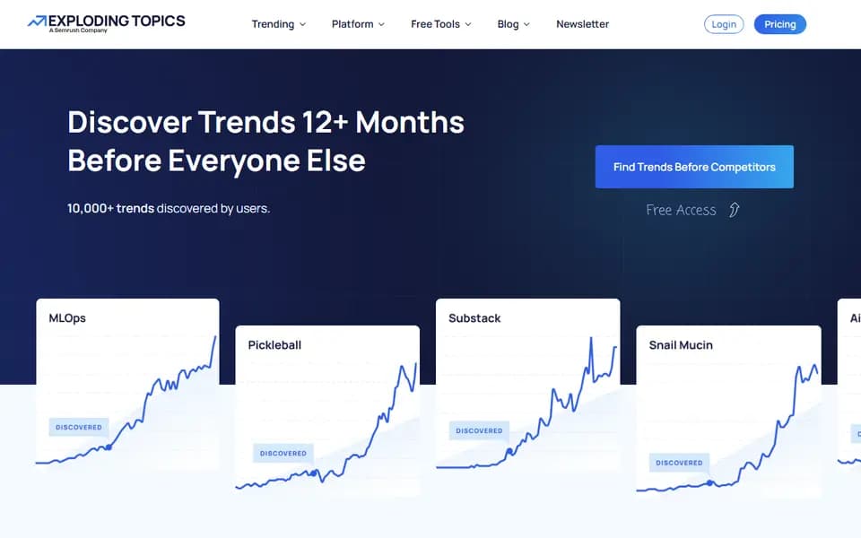 Exploding Topics homepage