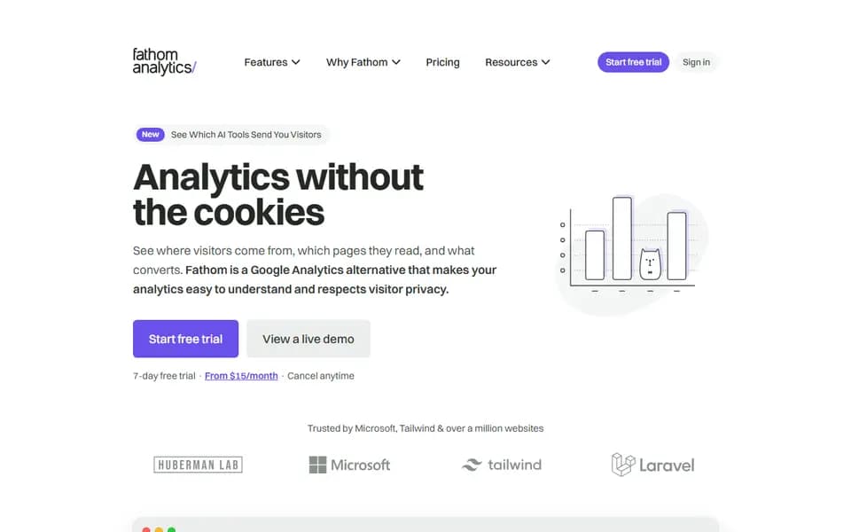 Fathom Analytics homepage