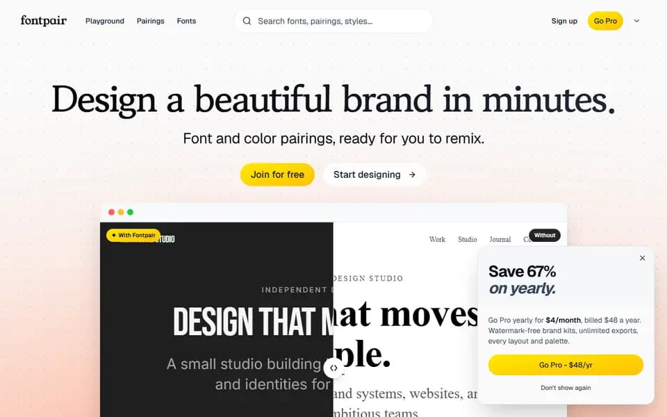 Fontpair homepage