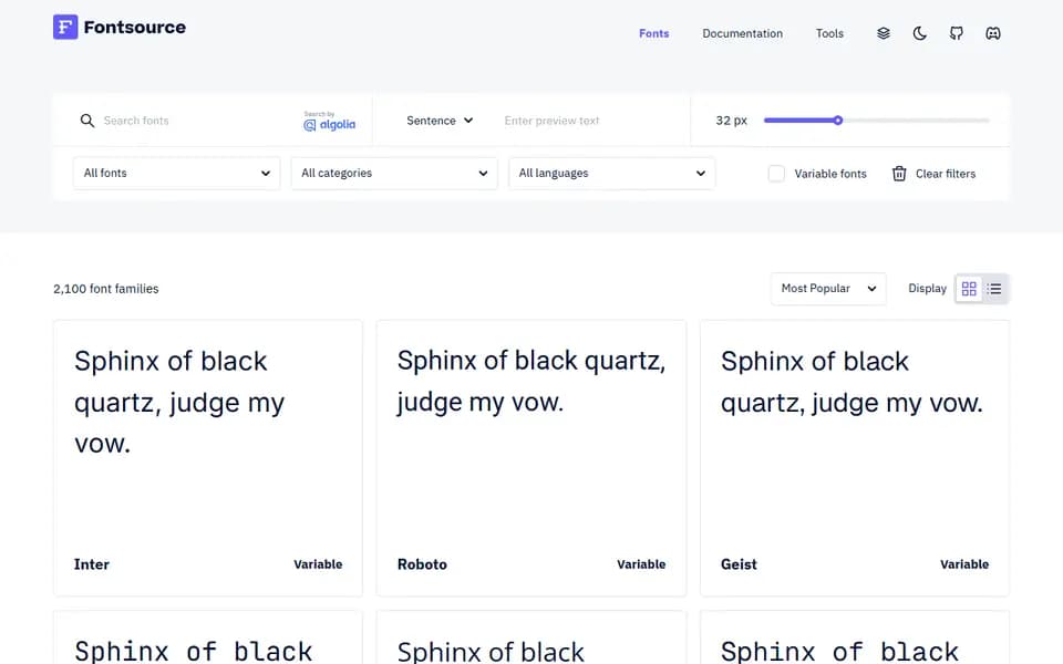 Fontsource homepage