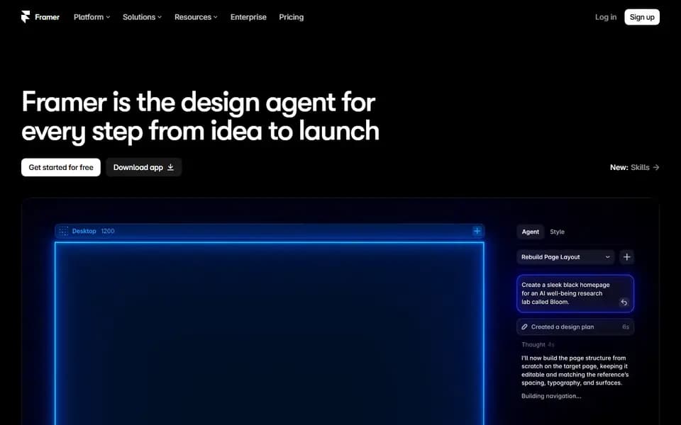 Framer homepage