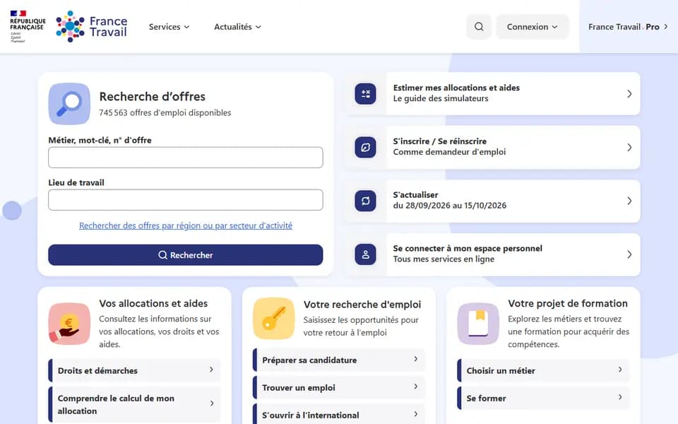 France Travail homepage