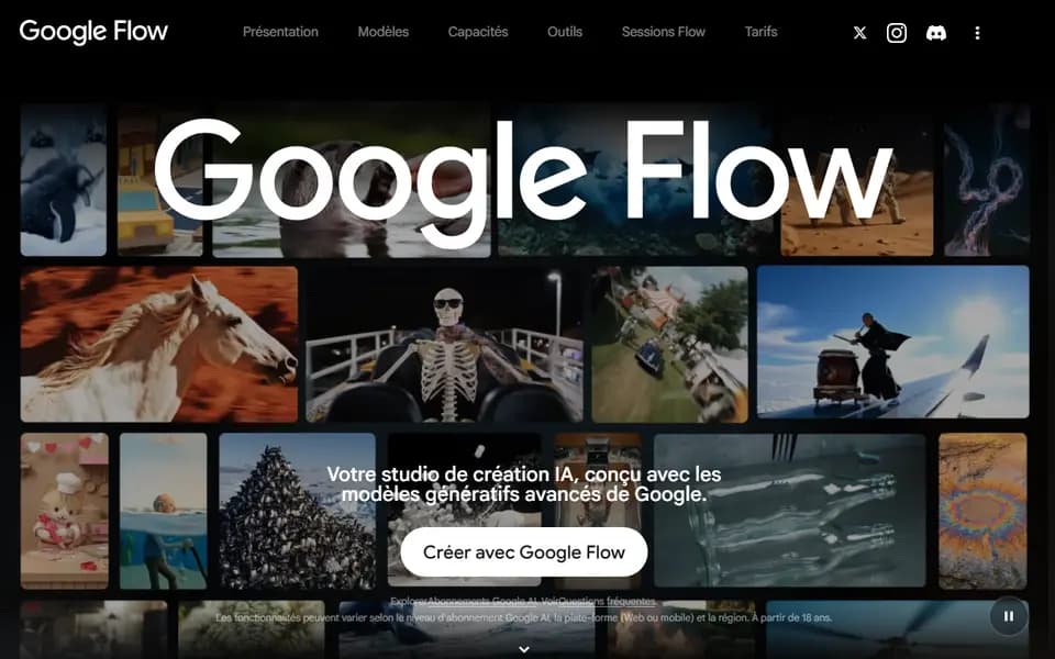 Page d'accueil de Google Flow