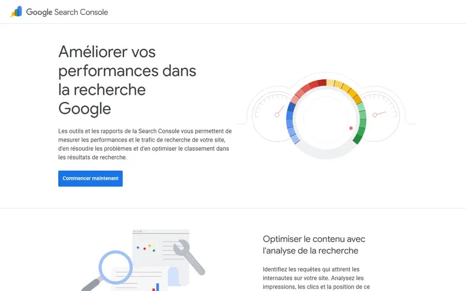 Google Search Console homepage