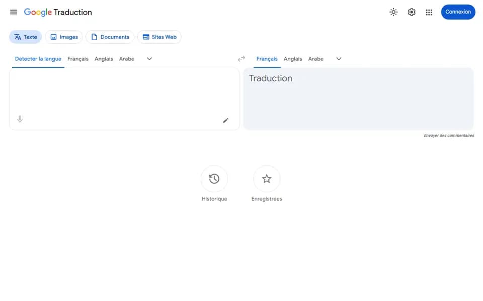 Google Traduction homepage