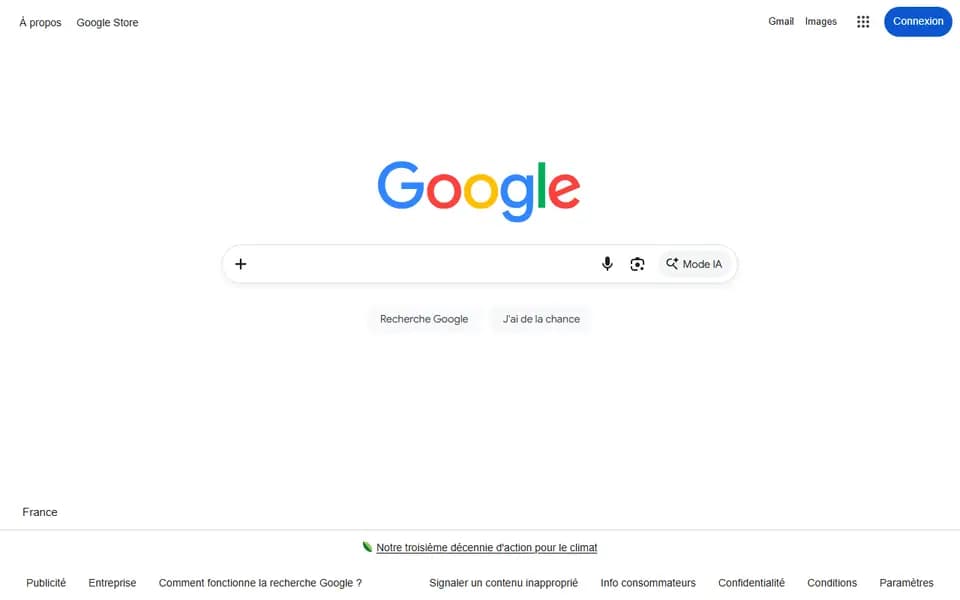 Google homepage