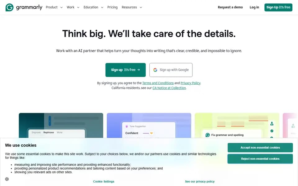 Grammarly homepage