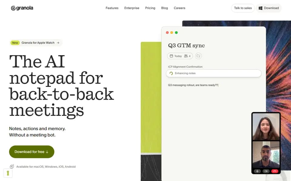 Granola homepage