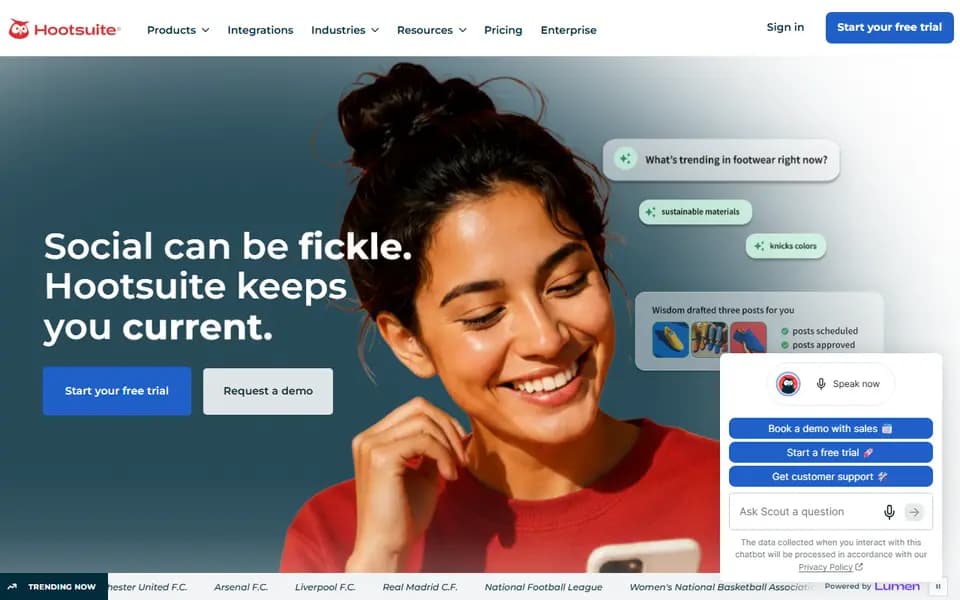 Hootsuite homepage