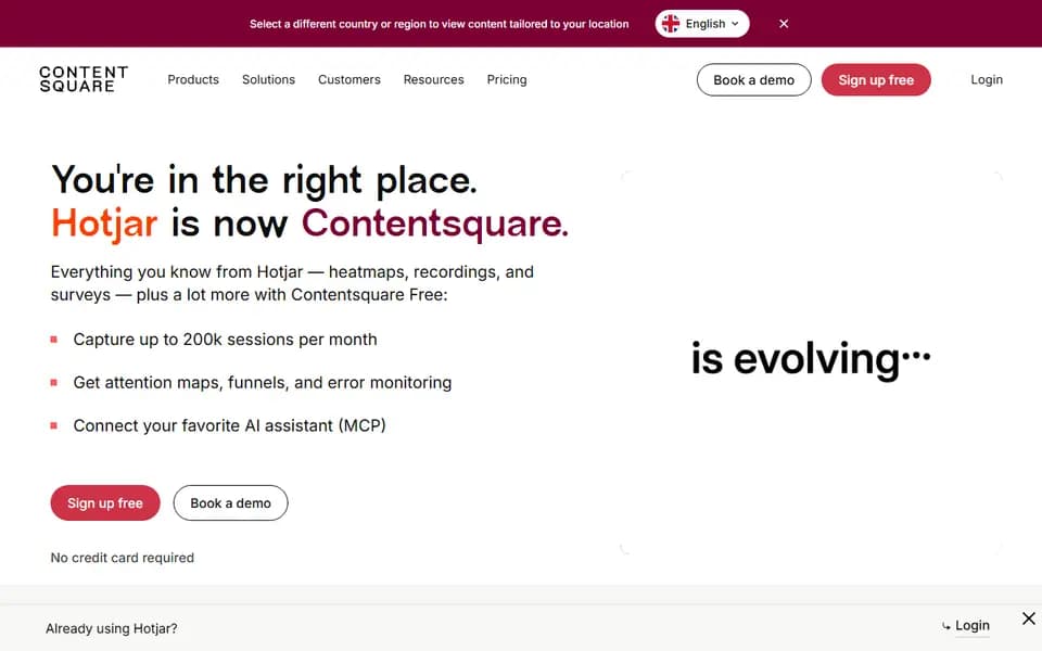 Hotjar homepage
