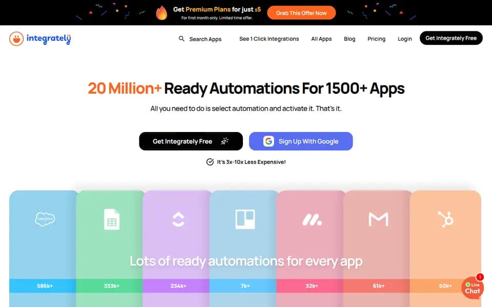 Integrately homepage