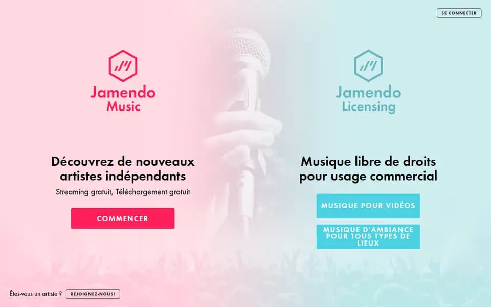 Page d'accueil de Jamendo