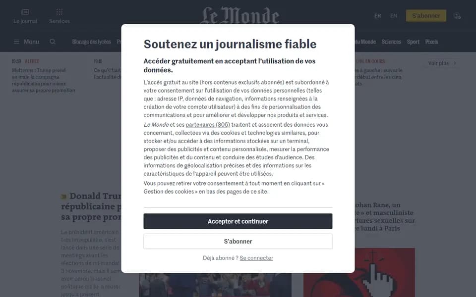 Page d'accueil de Le Monde