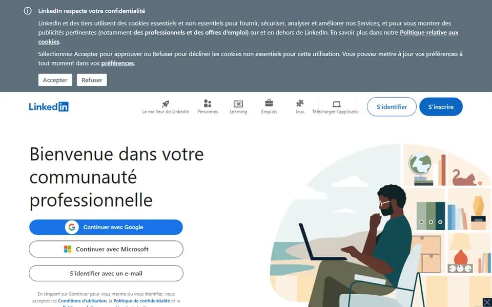 Page d'accueil de LinkedIn