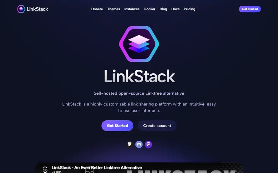 LinkStack homepage