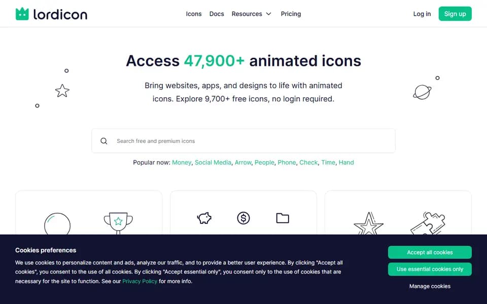 Lordicon homepage