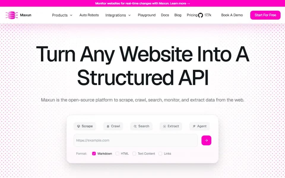 Maxun homepage