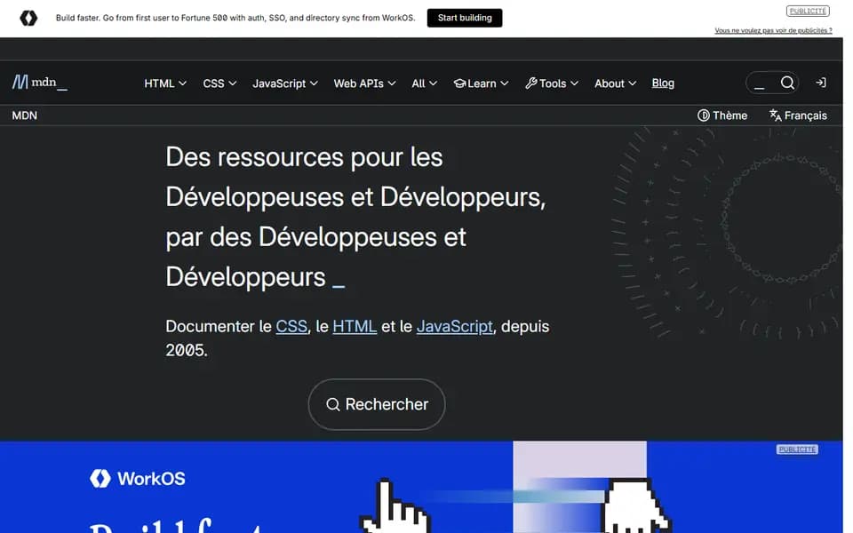 Page d'accueil de MDN Web Docs