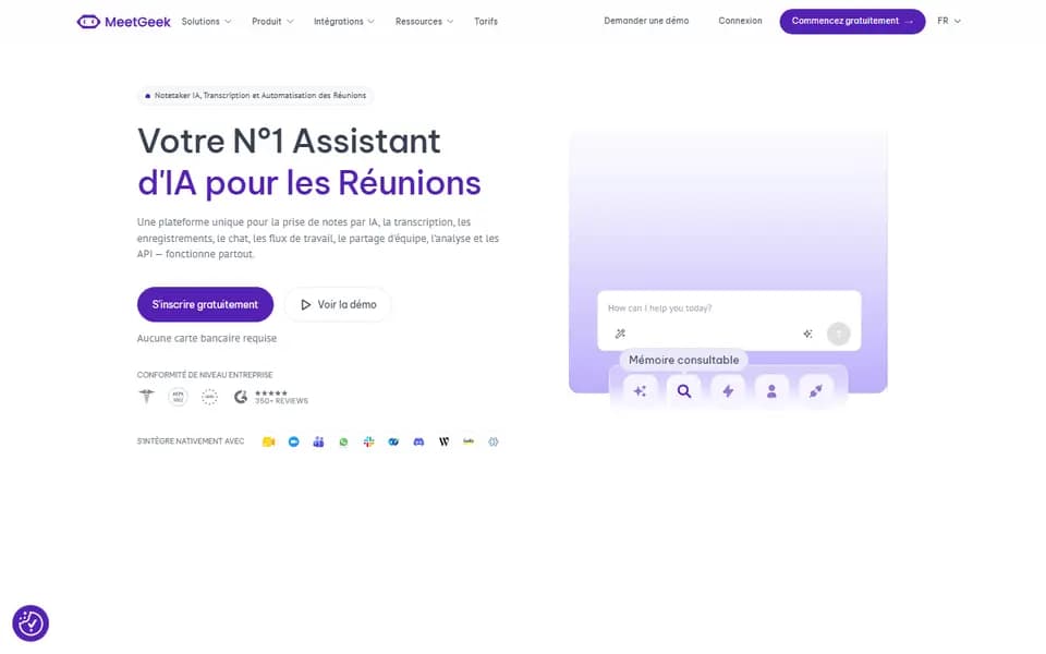Page d'accueil de MeetGeek