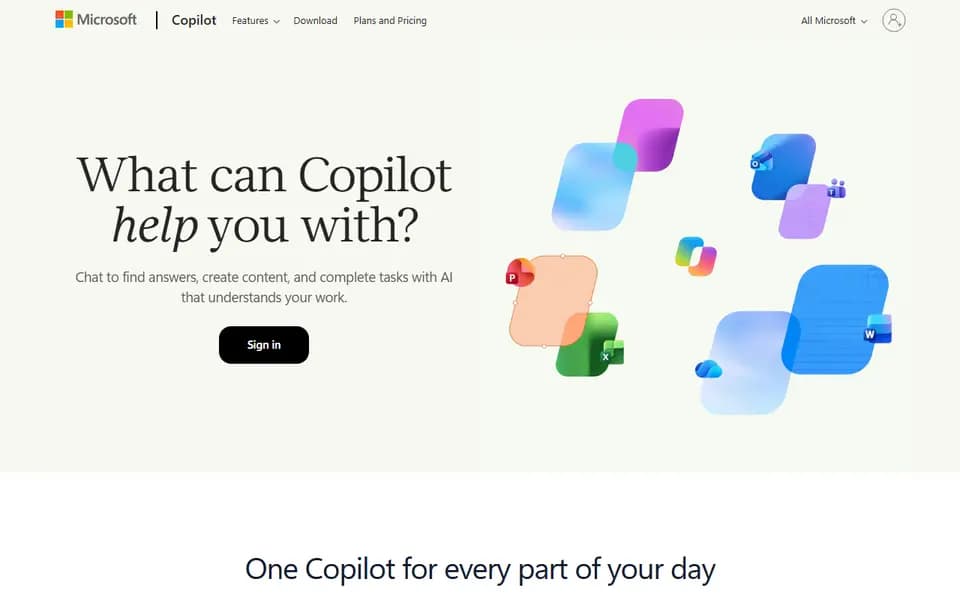 Microsoft Copilot homepage