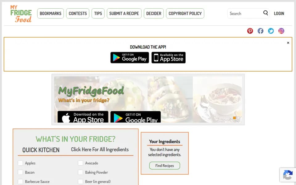 MyFridgeFood homepage