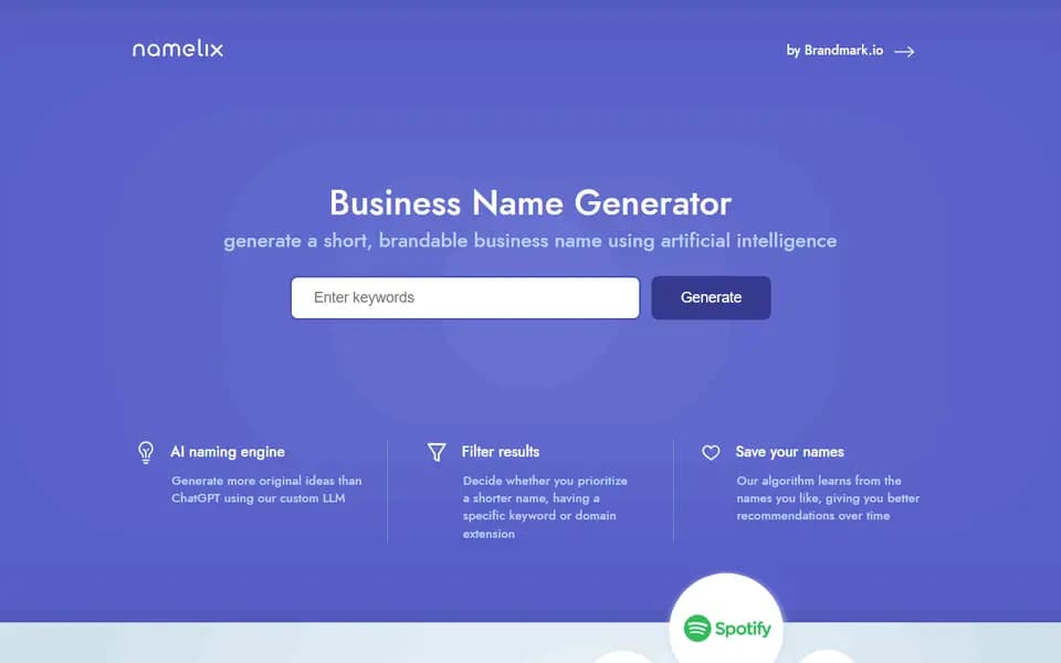 Namelix homepage