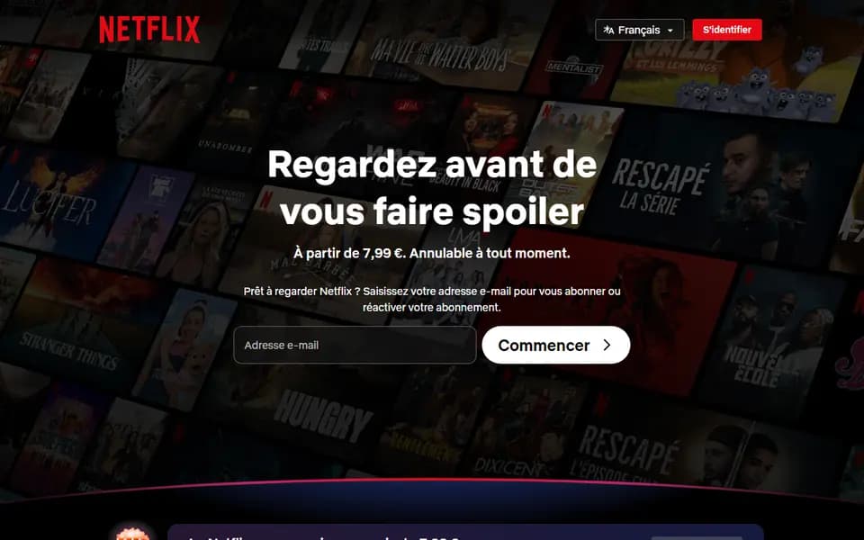 Page d'accueil de Netflix