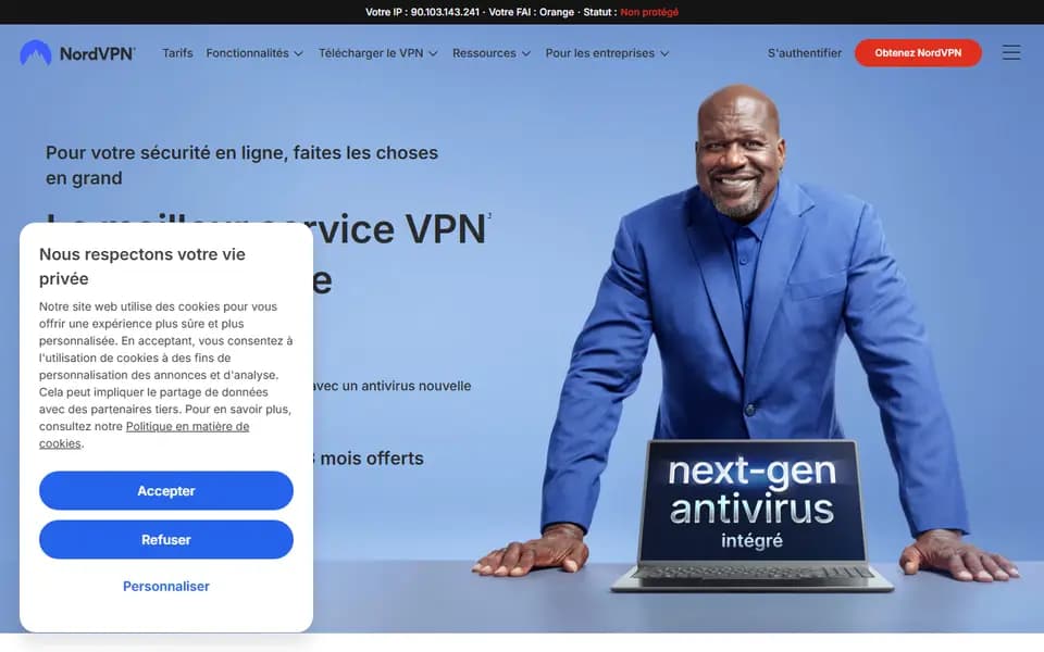Page d'accueil de NordVPN